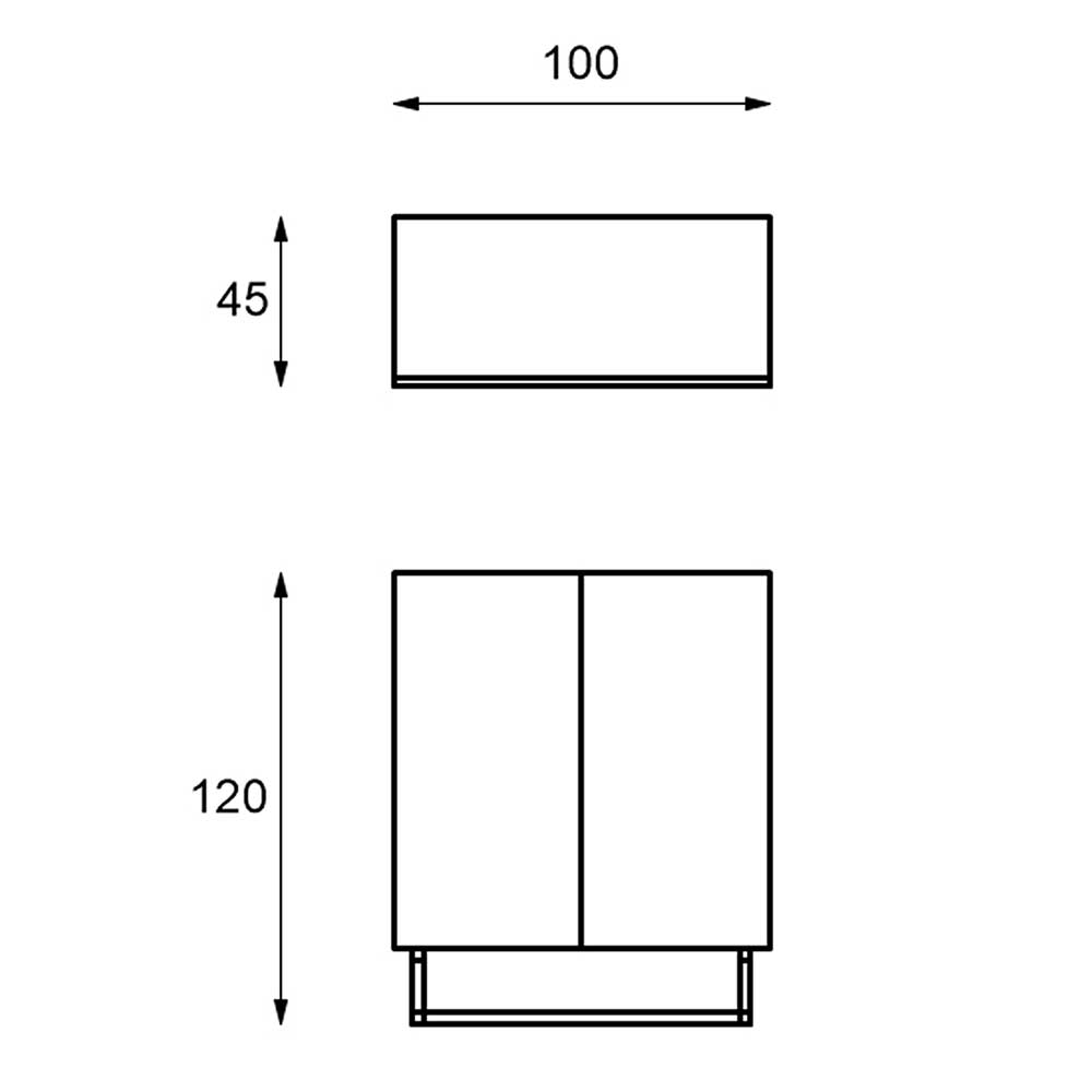 100x120x45 2-türiger Schrank mit Bügelgestell - Lakrym