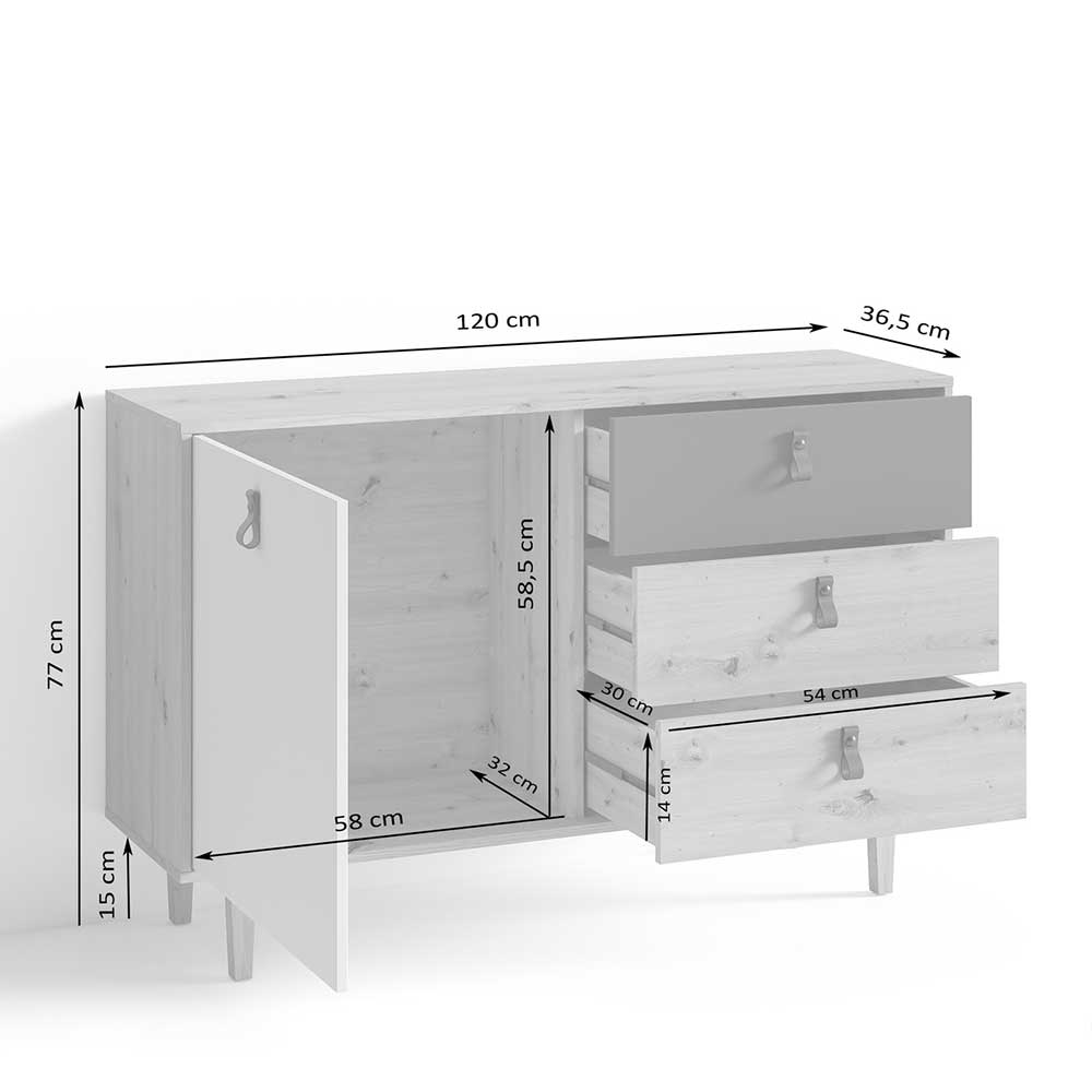 120x77x37 Skandi Kommode modern - Grascon