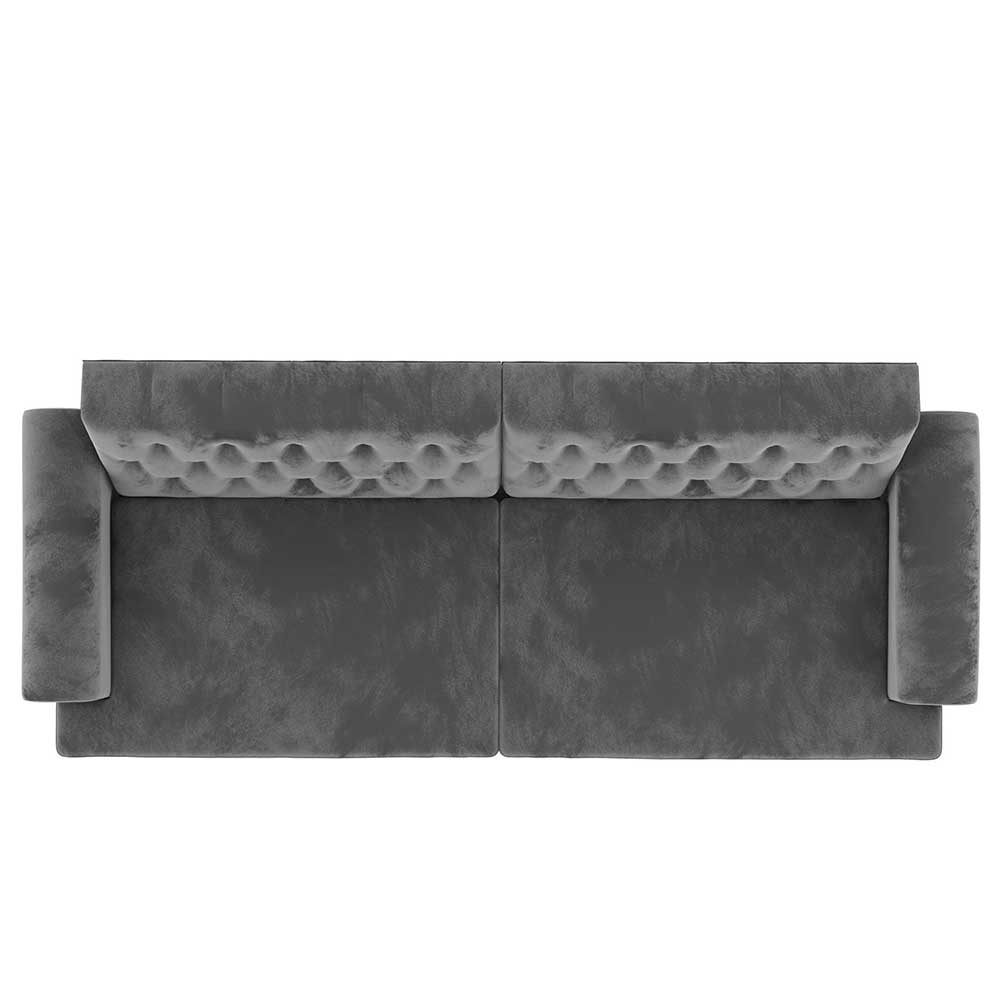 Vintage Style Couch in Grau Samtbezug - Limoncito