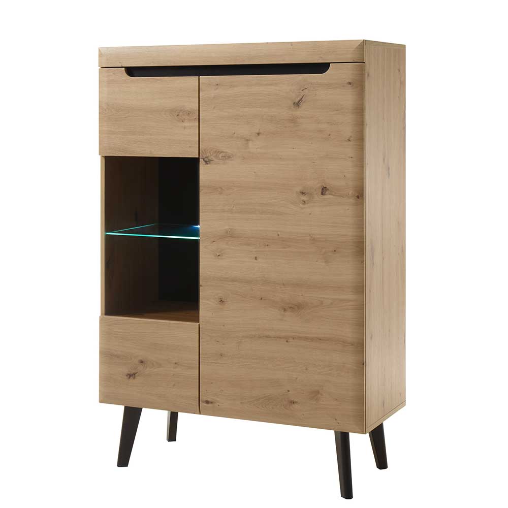 90x134x40 Highboard mit Glaseinsatz 2-türig - Olcian