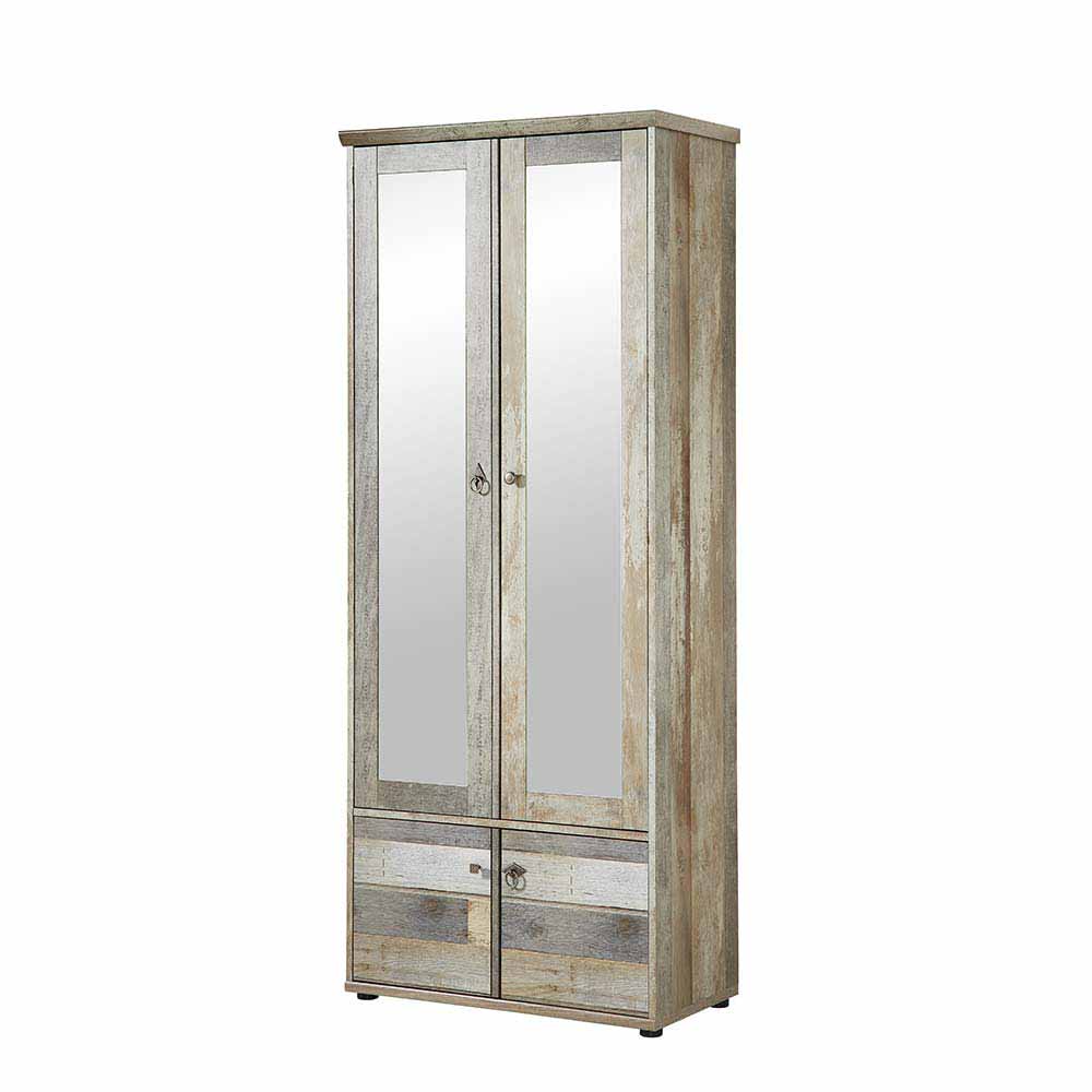 Shabby Flurschrank mit 2 Spiegel Türen - Curacon