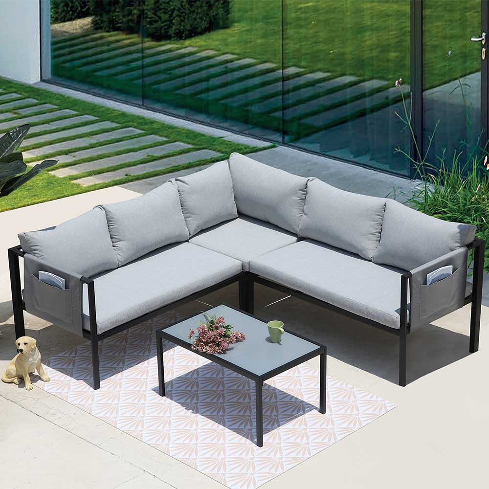 Garten Lounge Set mit vier Sitzplätzen - Emeziano (zweiteilig)