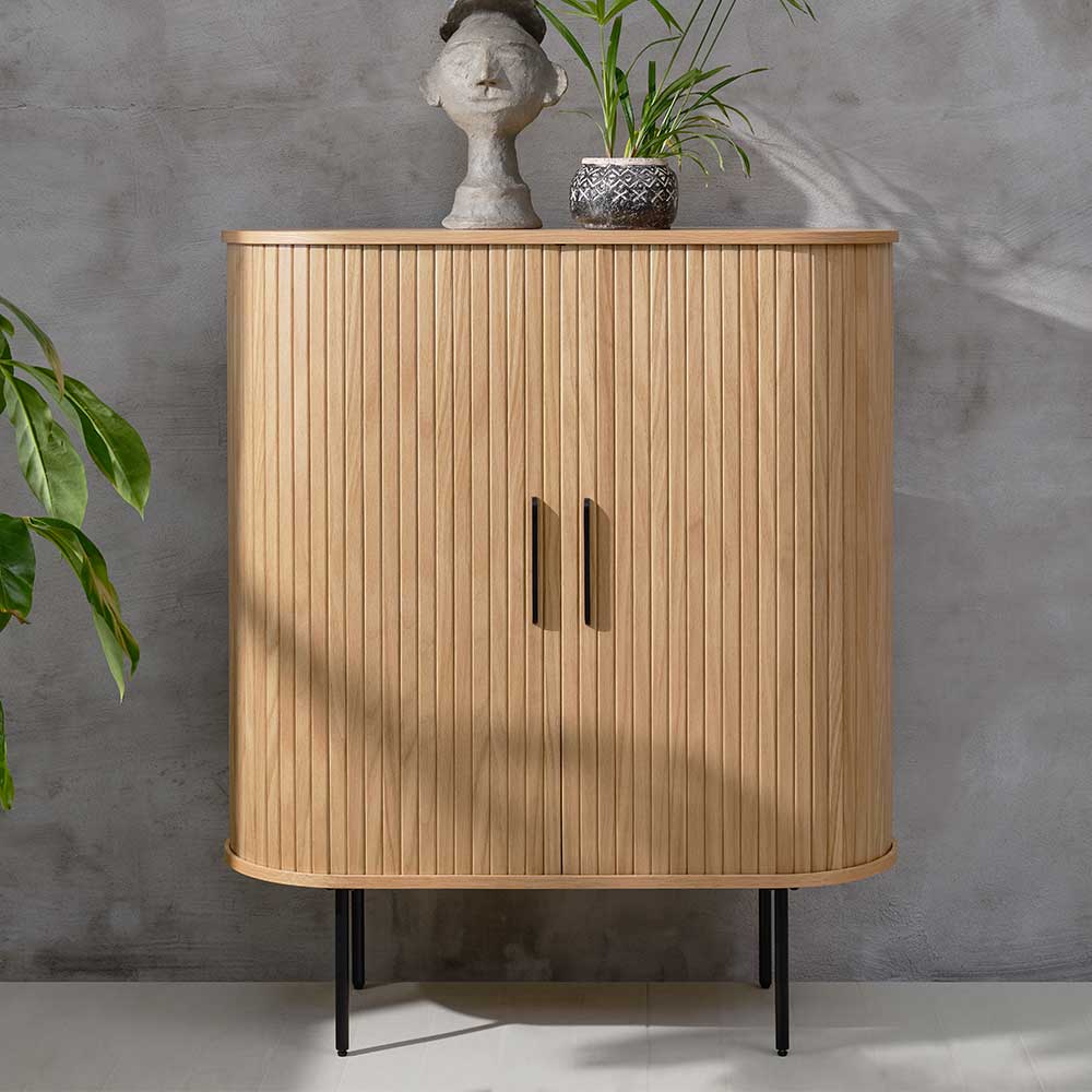 Skandi Highboard oval mit Schiebetüren - Teorina