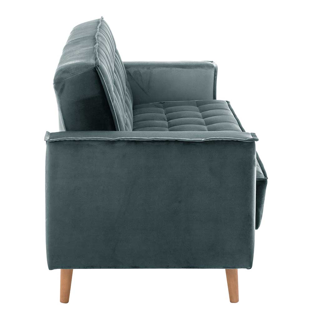 Samtvelours Schlafsofa in Blaugrau - Lymeca