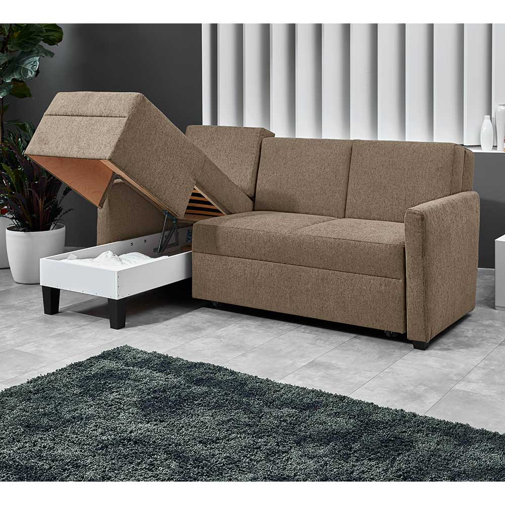 Ecksofa mit Schlaffunktion in Taupe - Movito