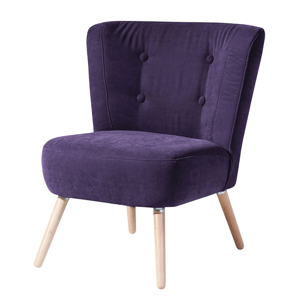 Vintage Look Sessel in Violett Velours - Casir