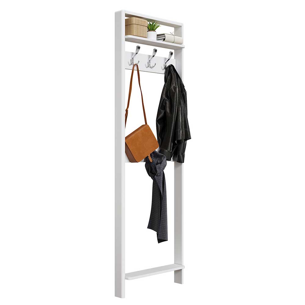 60x192x12 Garderobe aus Massivholz in Weiß - Oranias