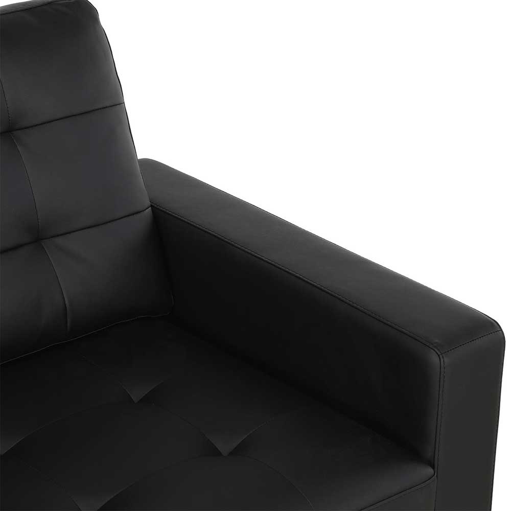 Retro Kunstledersofa in Schwarz - Mengiz