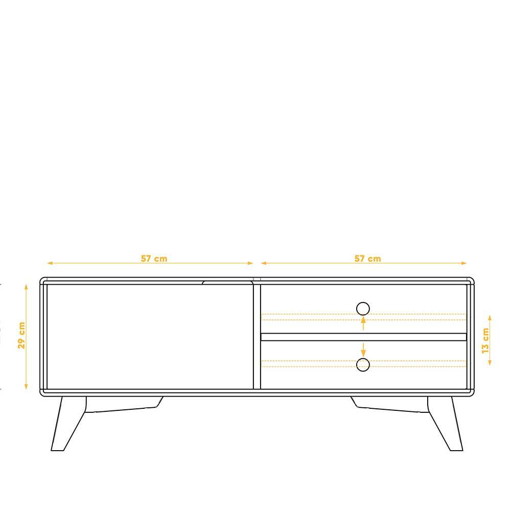 120x48x40 TV Kommode in Wildeiche mit Weiß - Diesta I