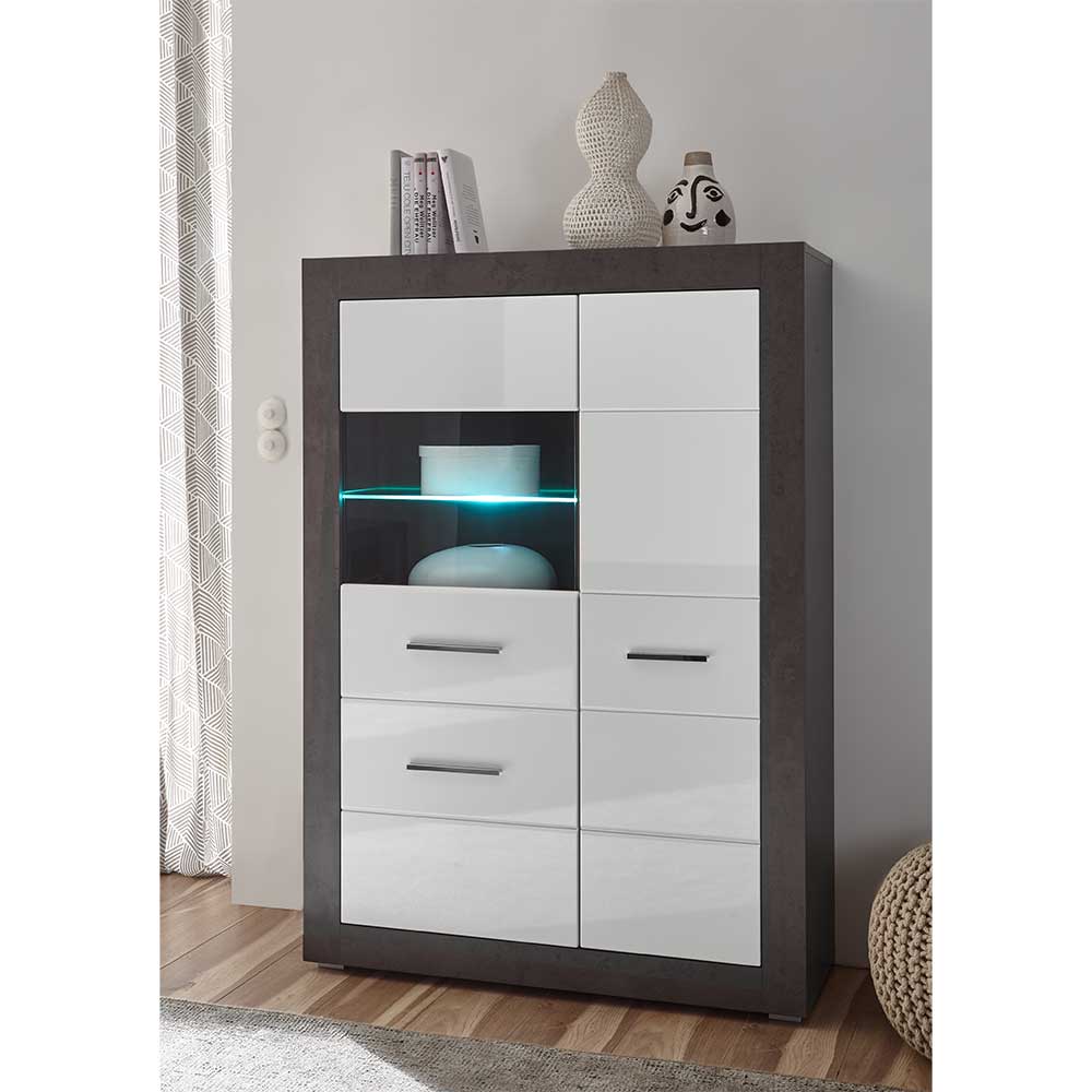 3-türiges Highboard mit Glas Einsatz - Istensa