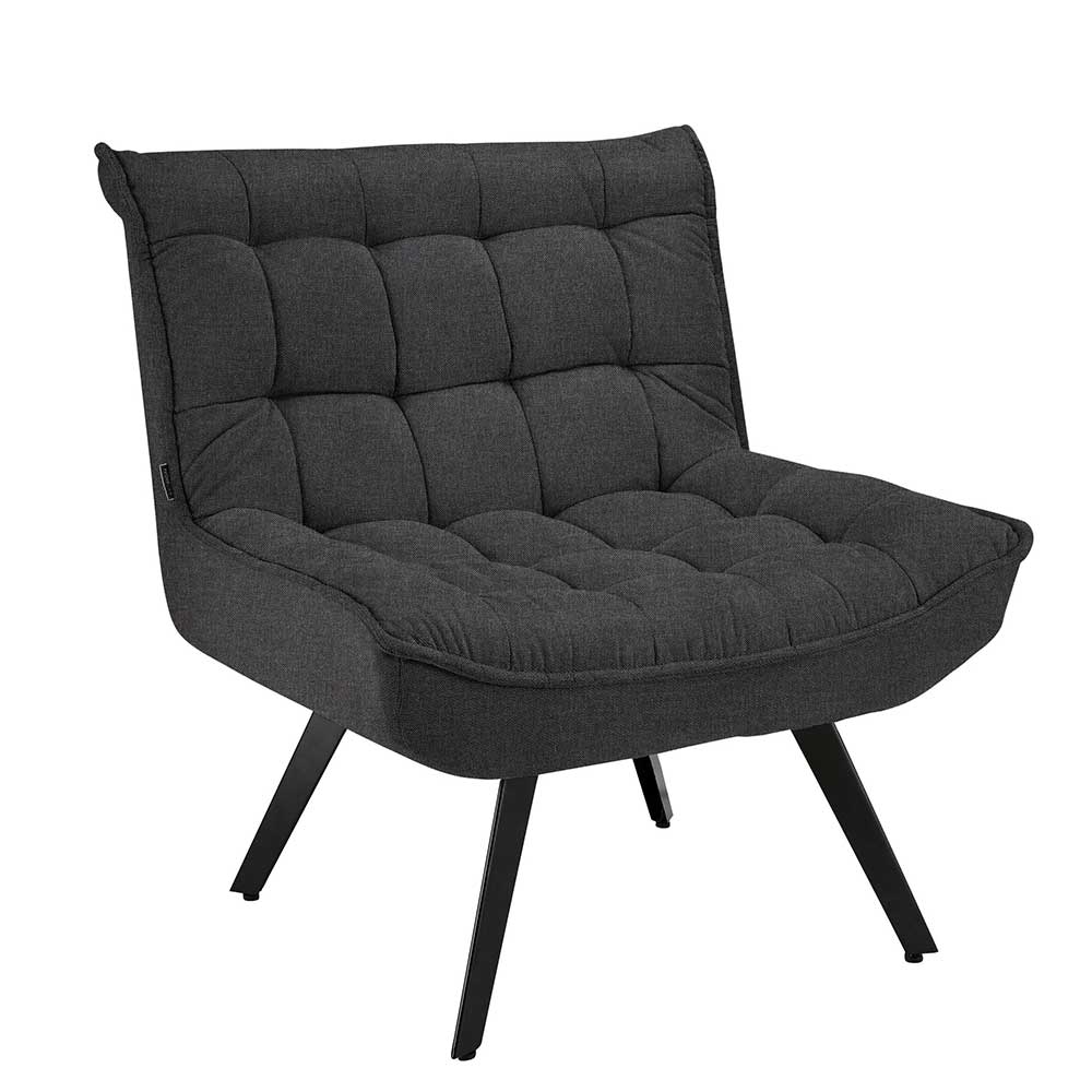 Lounge Sessel mit Hocker in Anthrazit - Mook (zweiteilig)