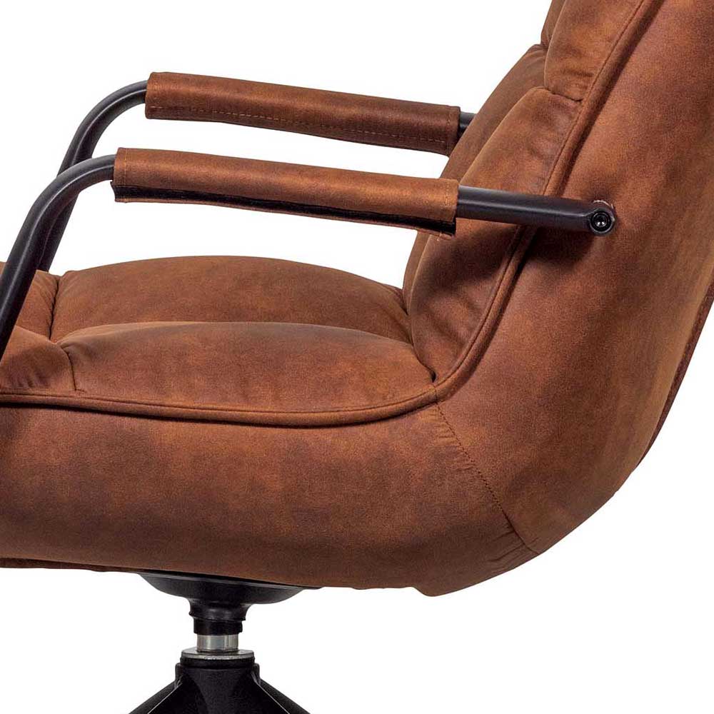 Retro Lounge Sessel in Cognac Braun Kunstleder - Brandos