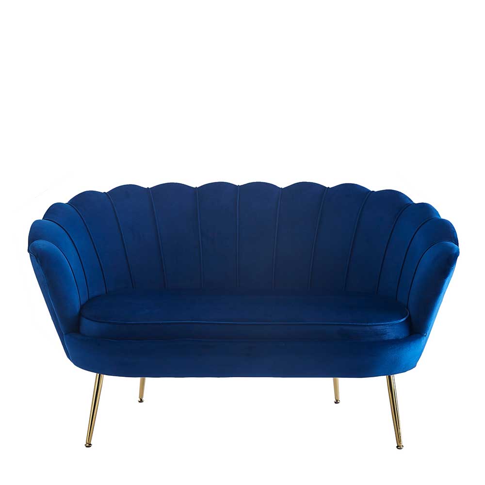 Muschel Design Sofa in Blau Samtbezug - Dotagon