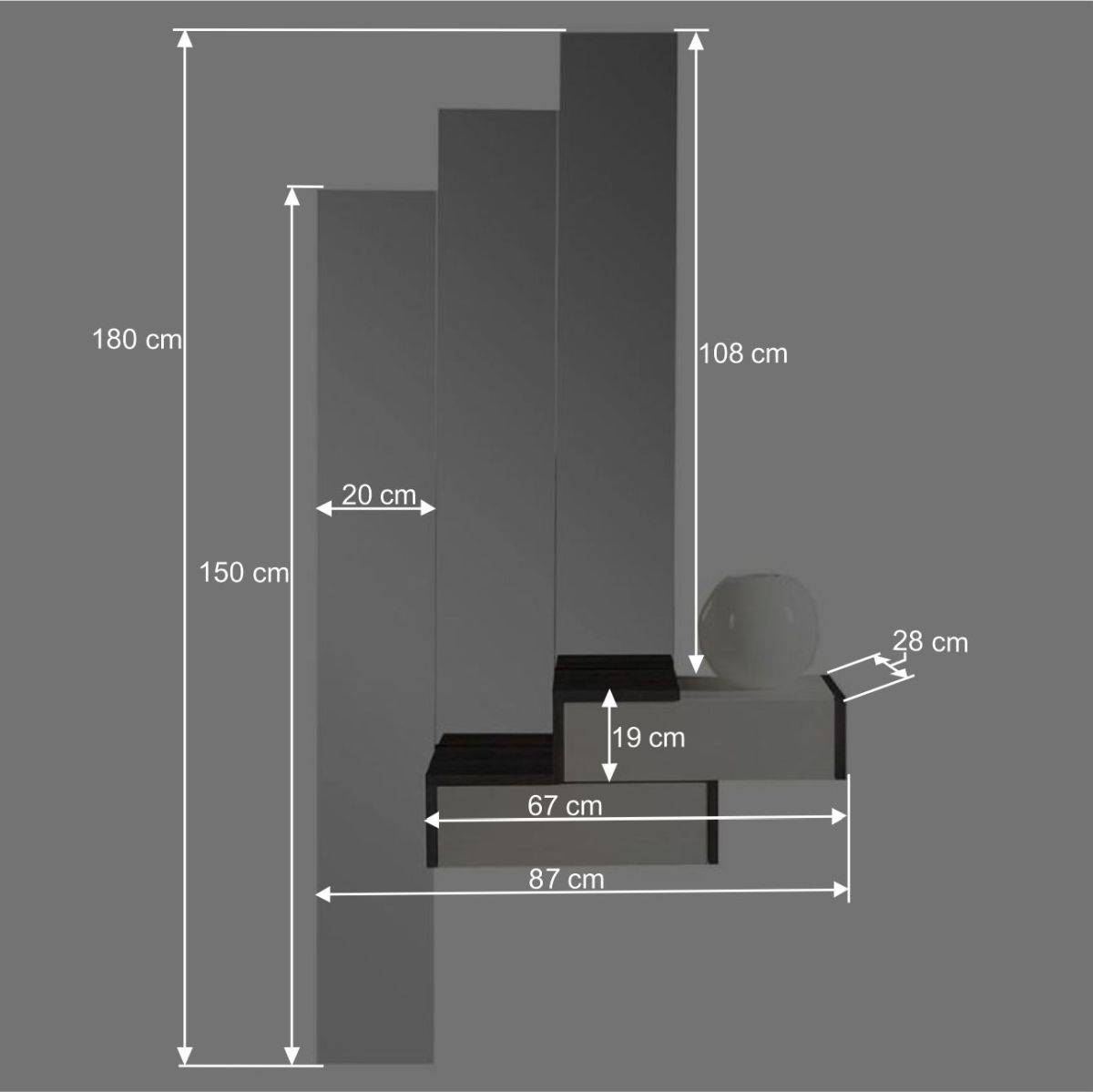 Design Flurmöbel in Weiß & Schwarz - Uwida (vierteilig)