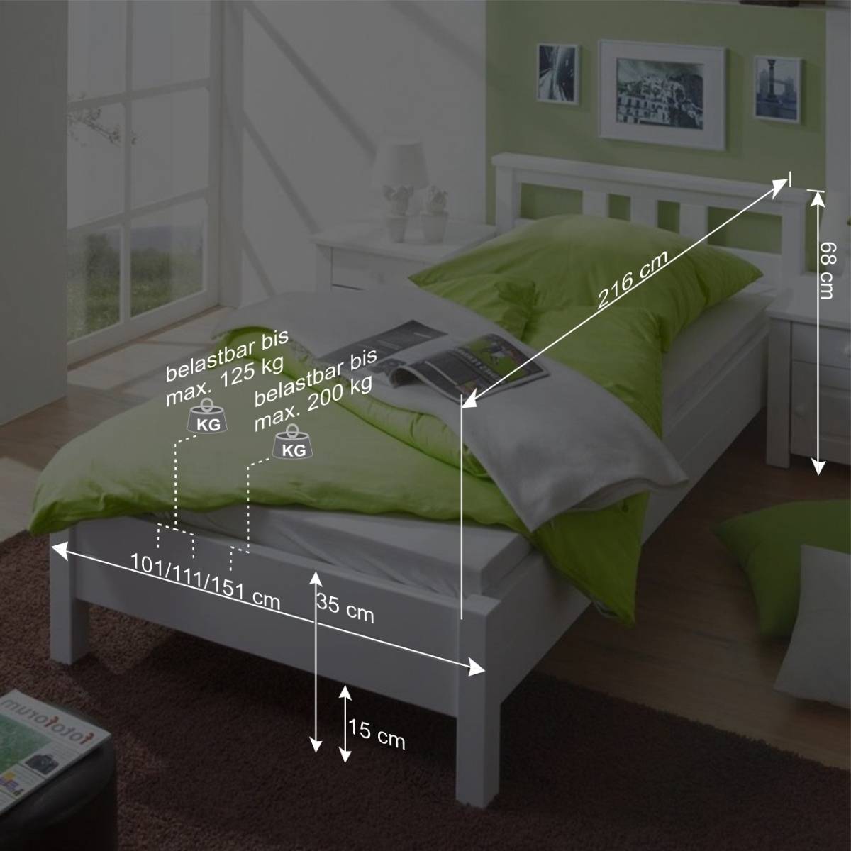 Einzelbett Lightning aus Kiefer Massivholz