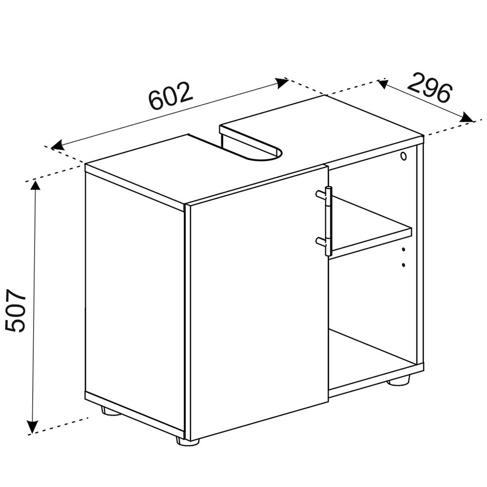 Weißer Unterschrank fürs Waschbecken 60x51x30 cm - Sua