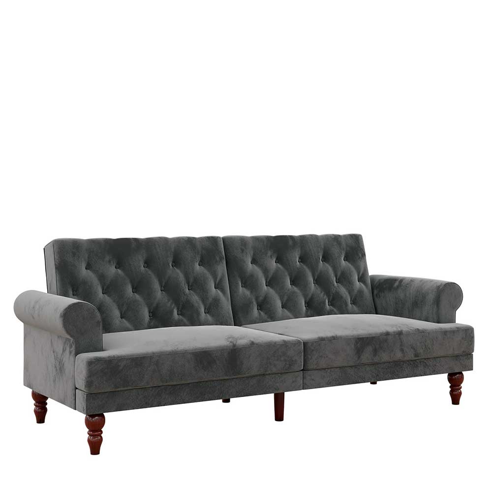 Vintage Style Couch in Grau Samtbezug - Limoncito