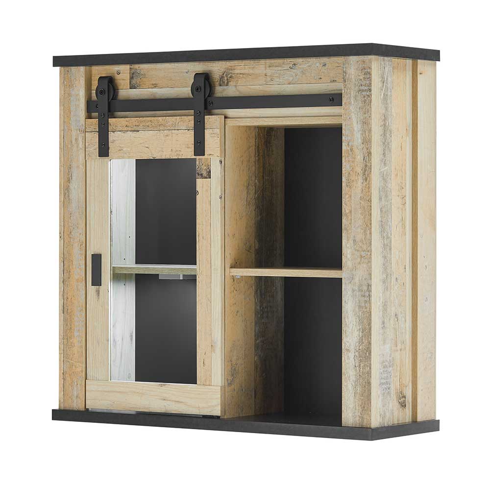 Country Style Oberschrank mit Glas Schiebetür - Garisa