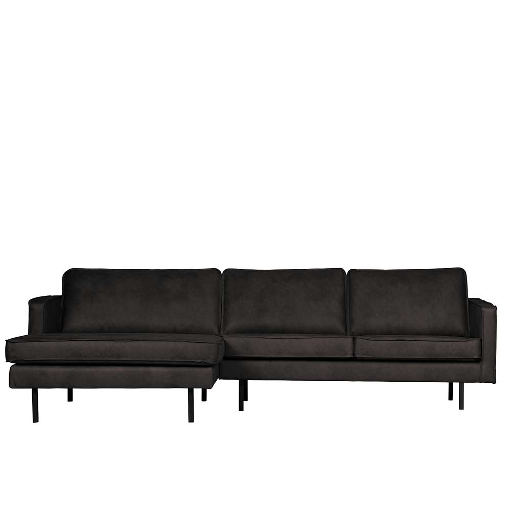 300x85x155 Retro Eckcouch in Schwarz - Avonita