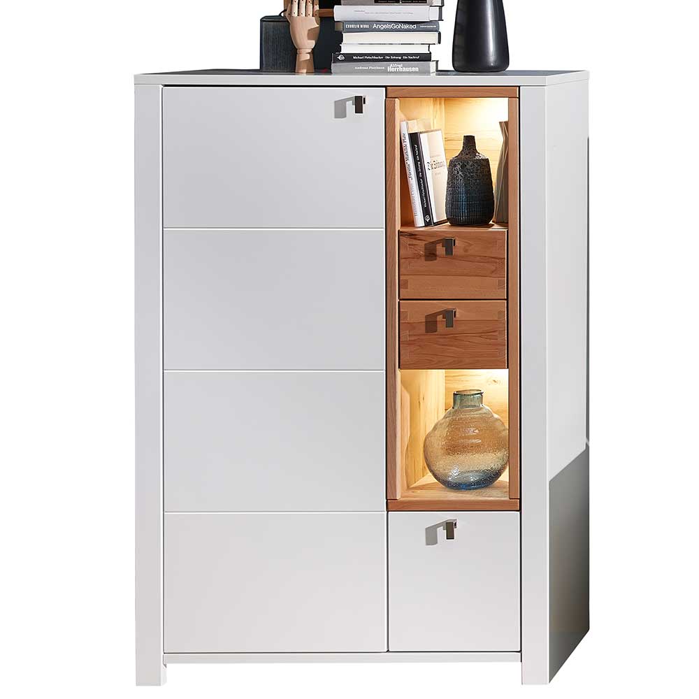 92x138x41 Wohnzimmerschrank in Weiß & Wildbuche - Connassa