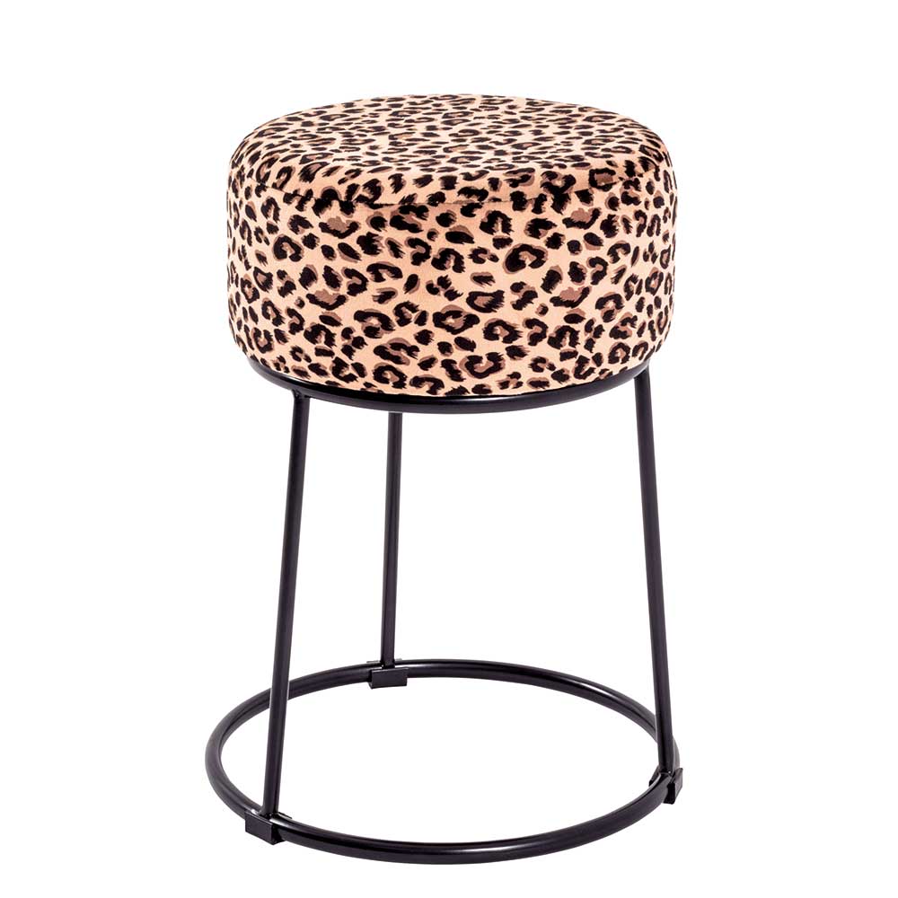 Samt Hocker mit Leopard Muster - Plazur