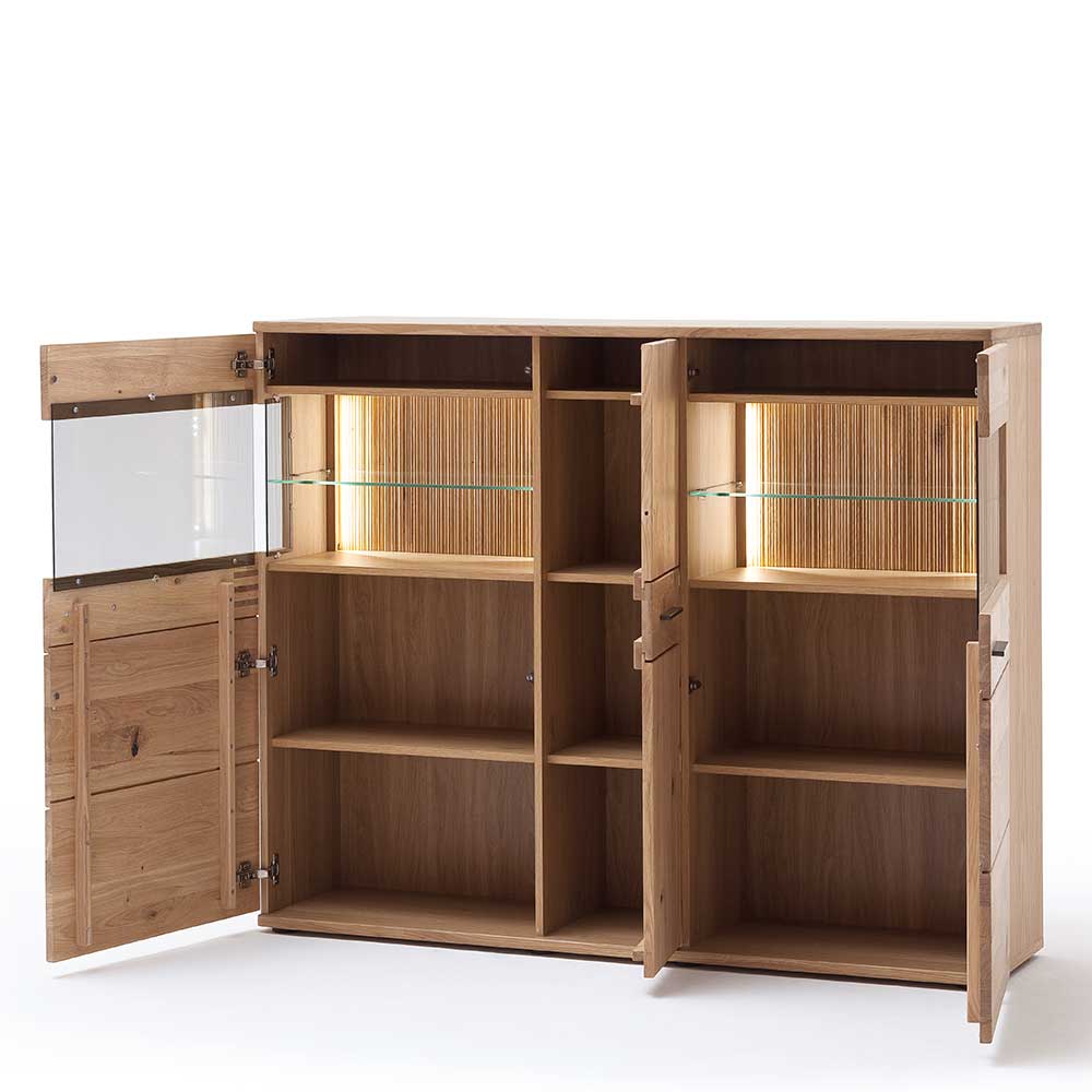 150x121x37 cm Wohnzimmer Schrank in Eiche Bianco - Crupean