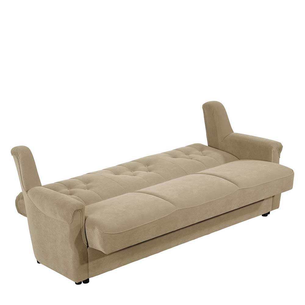 Klappcouch aus Flockstoff in Beige - Mabu