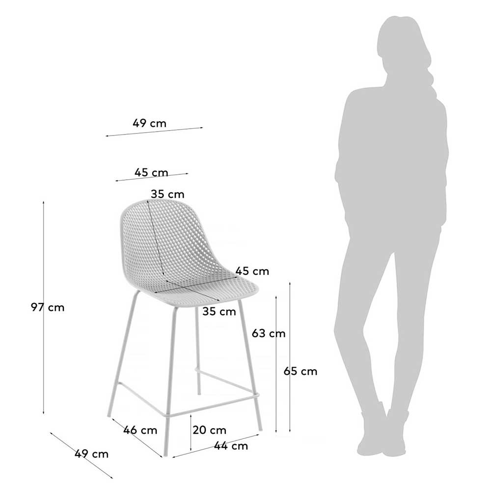 Weiße Barstühle mit PP Sitz - Amyonta (4er Set)