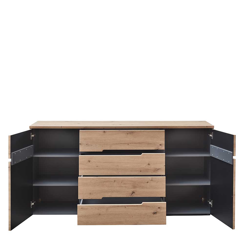 Sideboard in Wildeiche & Dunkelgrau - Kuetra