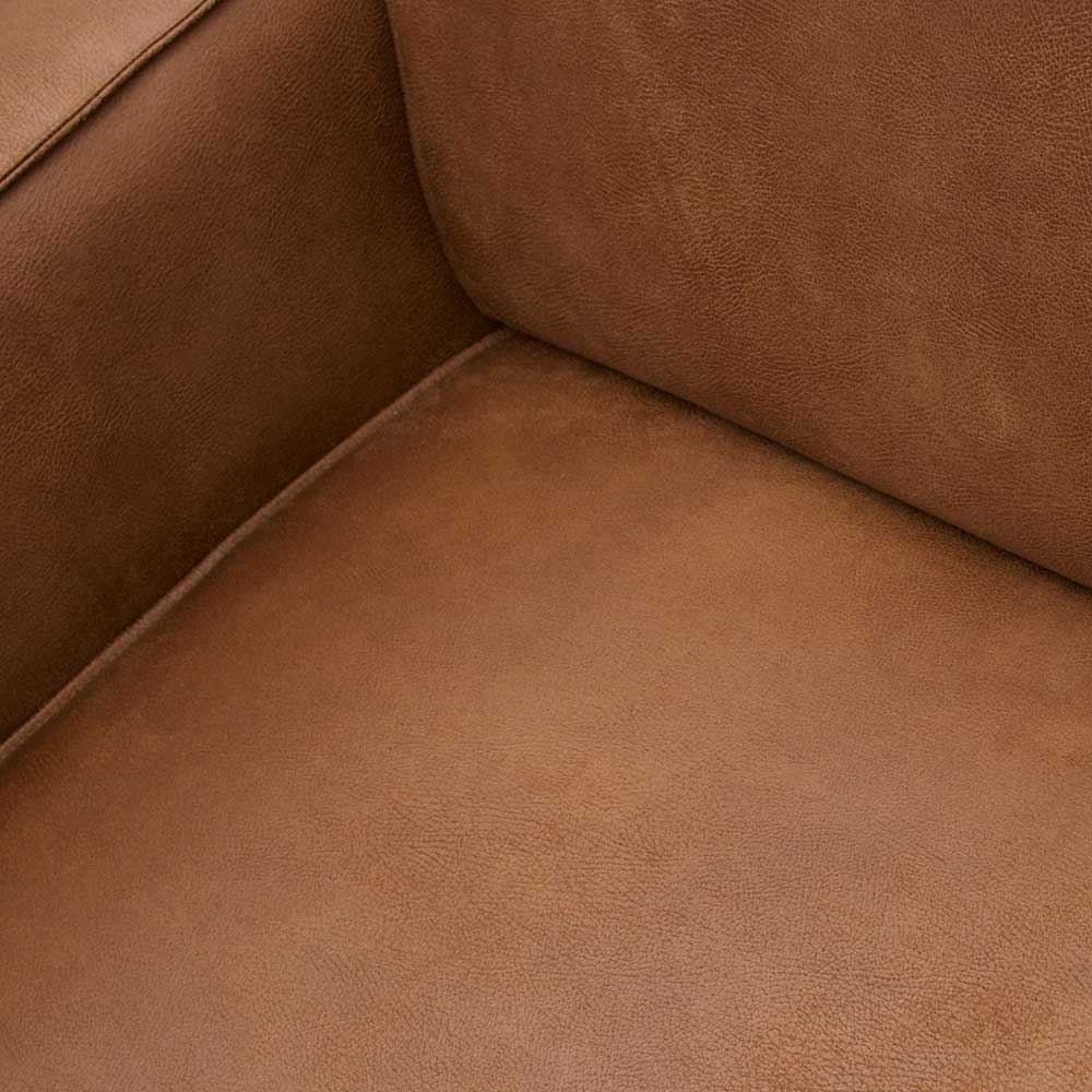 Retro Recyclingleder Couch in Braun Cognac - Lasha