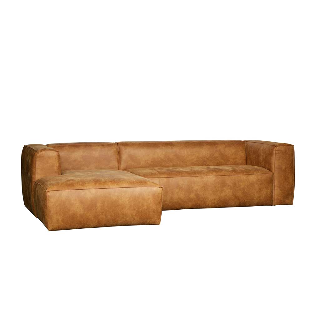 Braunes Ecksofa aus Leder recycelt Robert 305cm breit