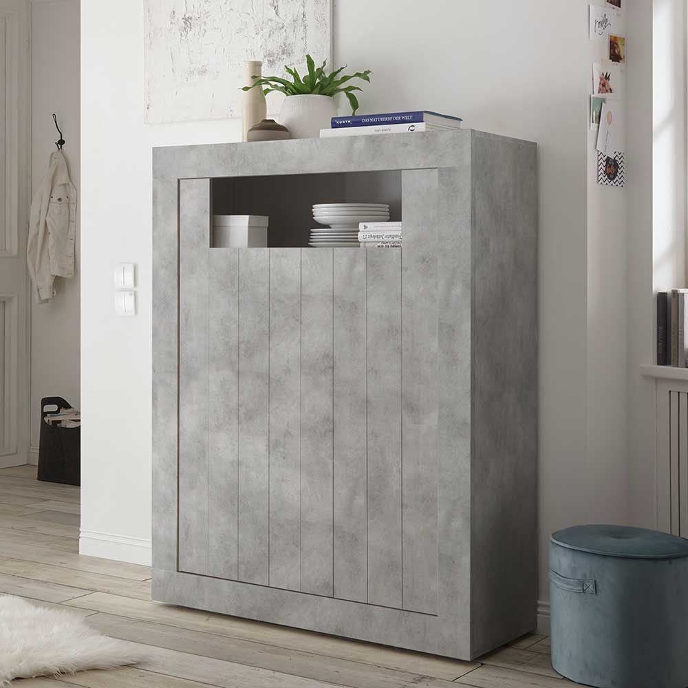 110x144x43 Türen-Highboard in Beton Dekor - Eman