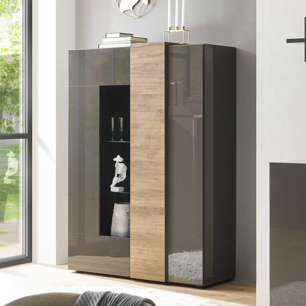 Hochglanz Highboard mit Glas - Eracosta