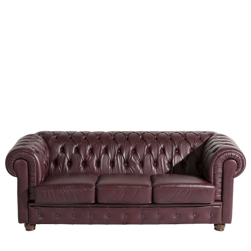 Chesterfield Ledercouch in Rotbraun - Geoloro