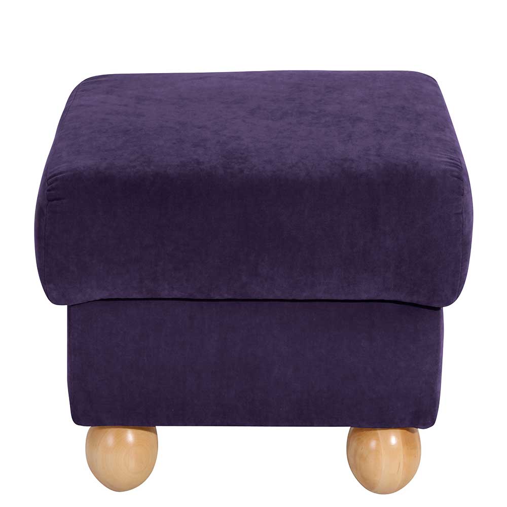 Velours Polsterhocker in Violett - Sotonio