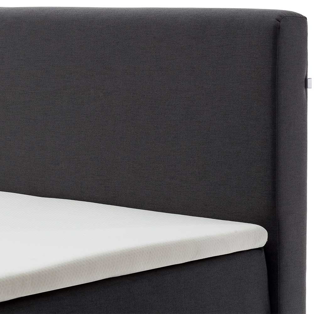 Doppelbett mit Boxspring in Anthrazit & Chrom - Rever