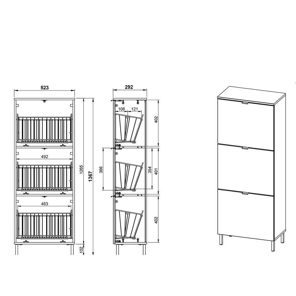 Schuhkommode mit drei Klappen - Lorkin
