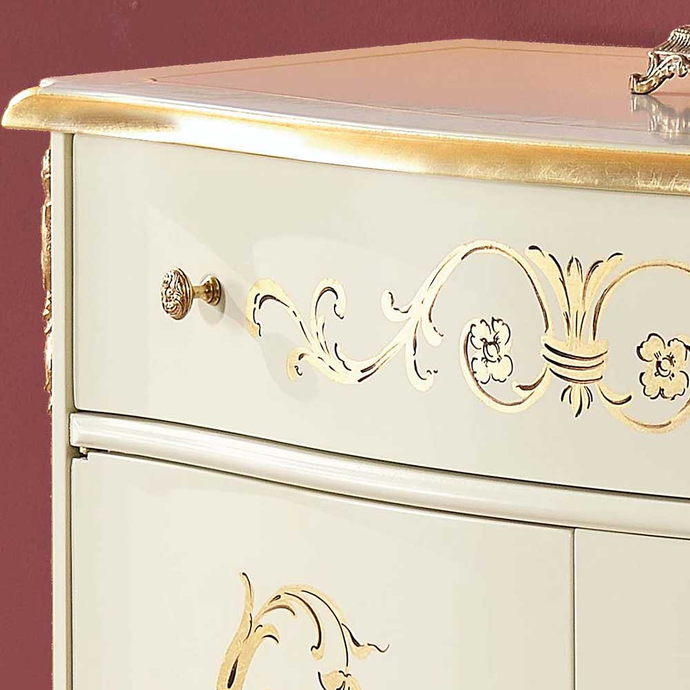 Elegante Barockstil Kommode in Weiß & Gold - Iviada