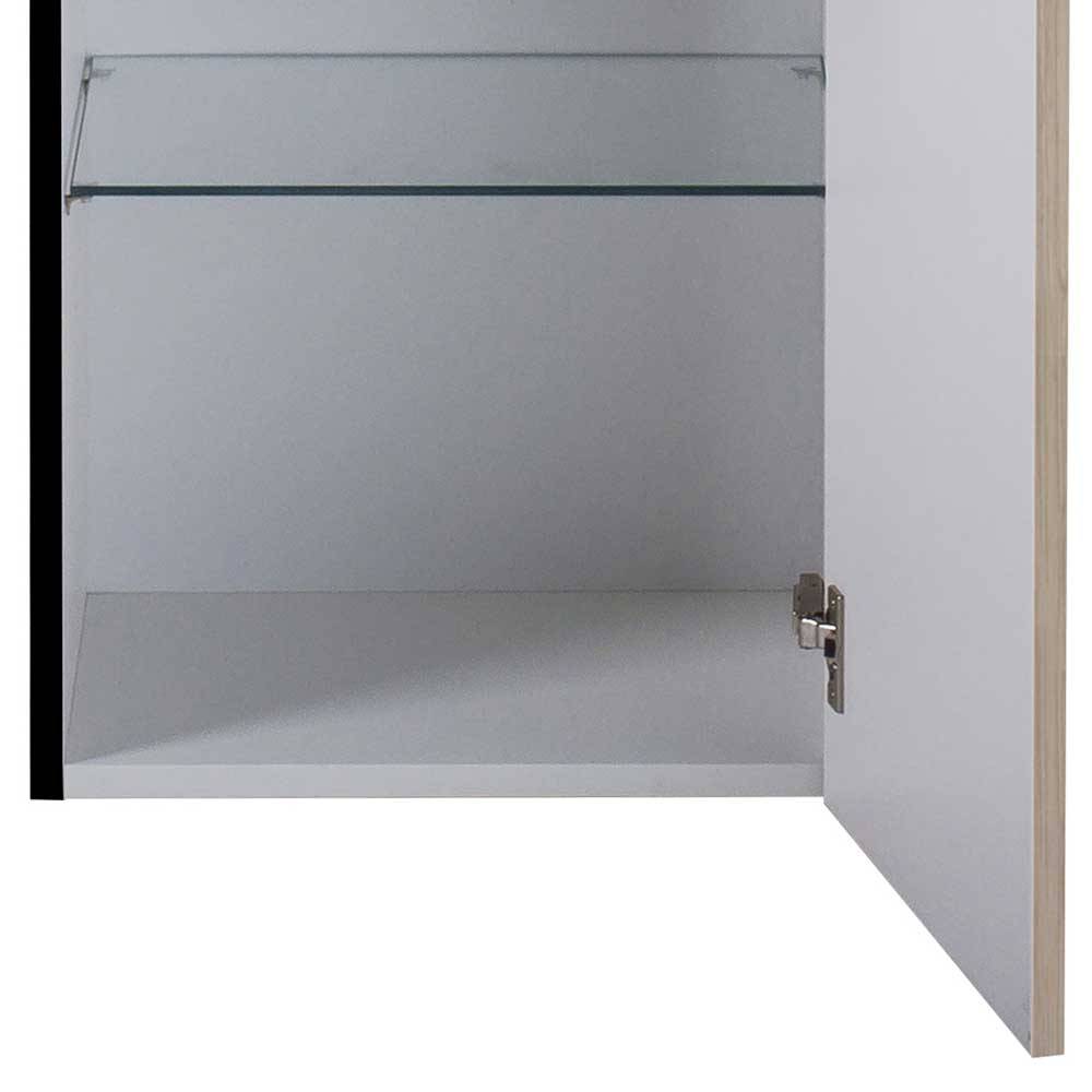 Bad Midischrank in Eiche Bianco und Schwarz - Lenia