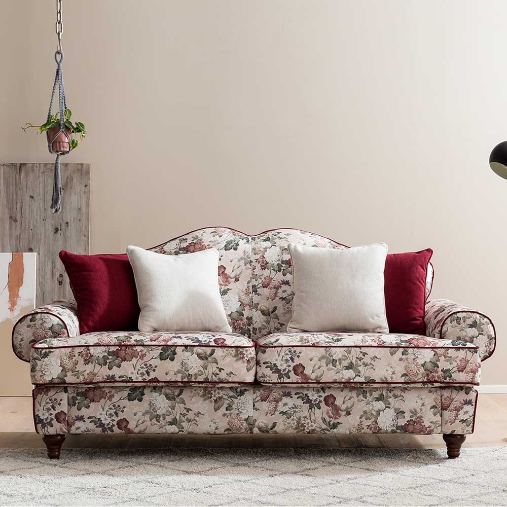 Landhaus Dreisitzer Sofa mit Blumen - Baonga