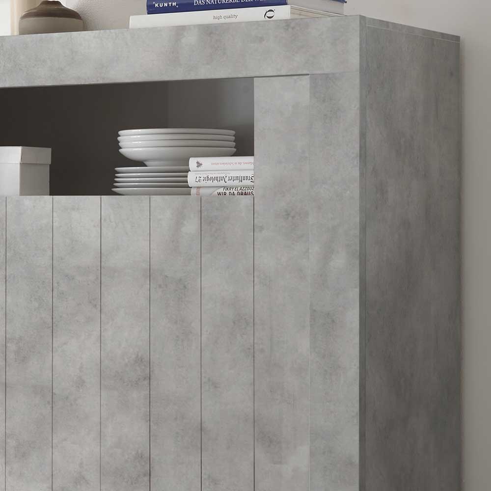 110x144x43 Türen-Highboard in Beton Dekor - Eman