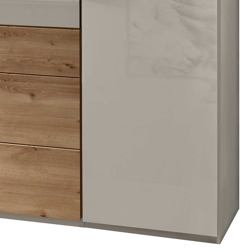 Kleiderschrank in Beige Glasfront - Flinu