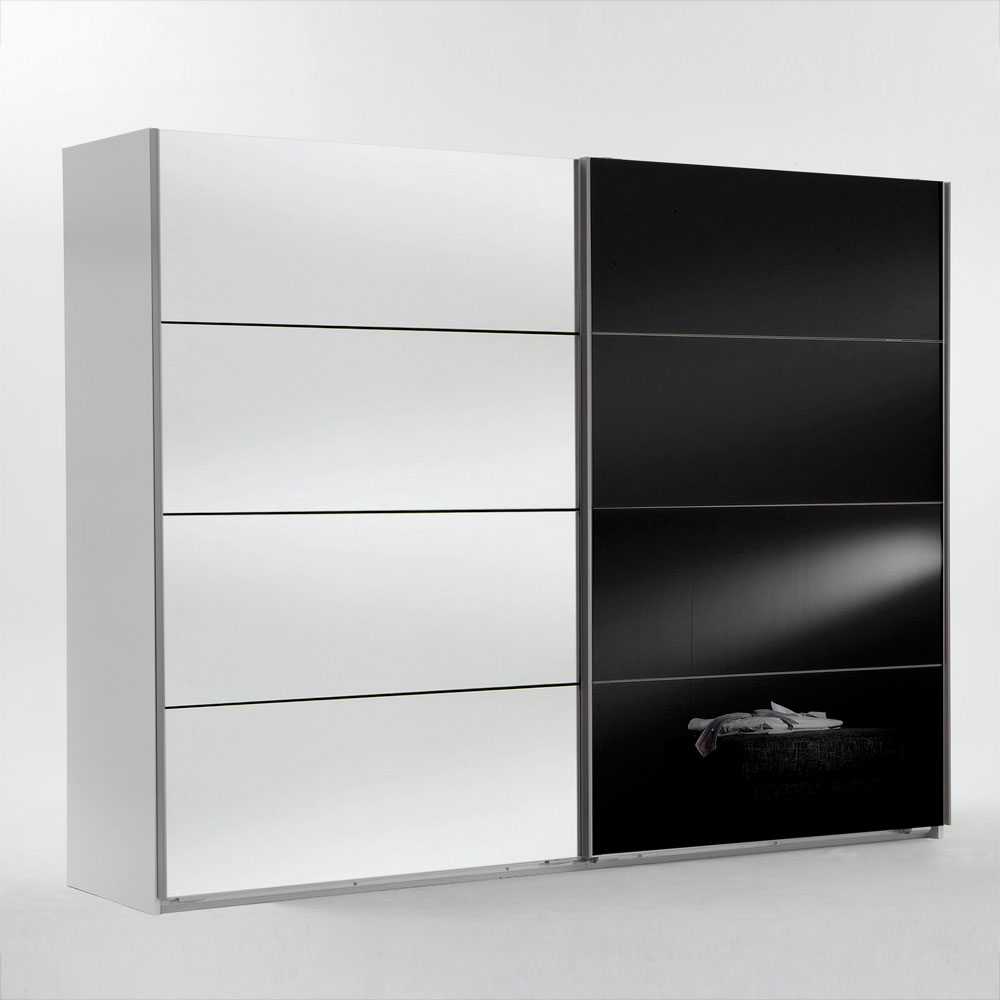 Schwebetürenschrank Carno mit Schwarzglas