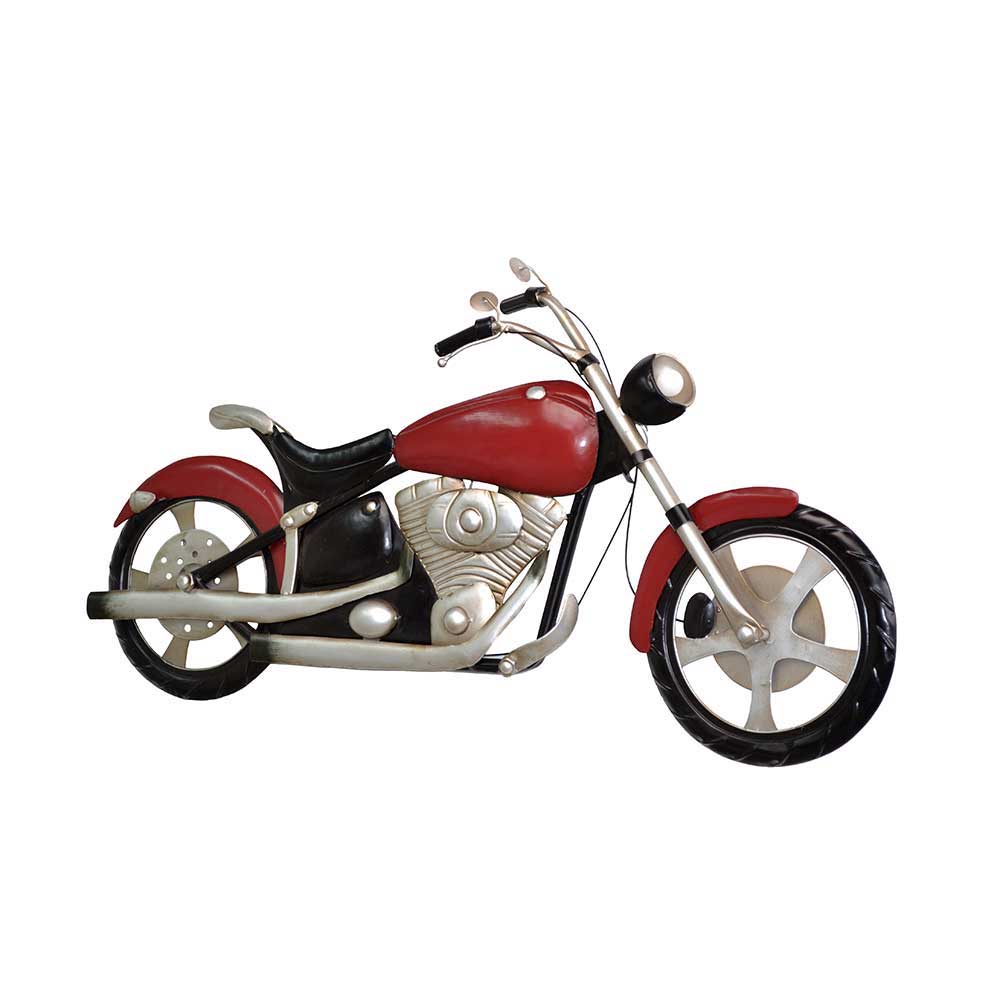 Metall Wandbild Motorrad 3D mit Licht Richmond in Rot Schwarz