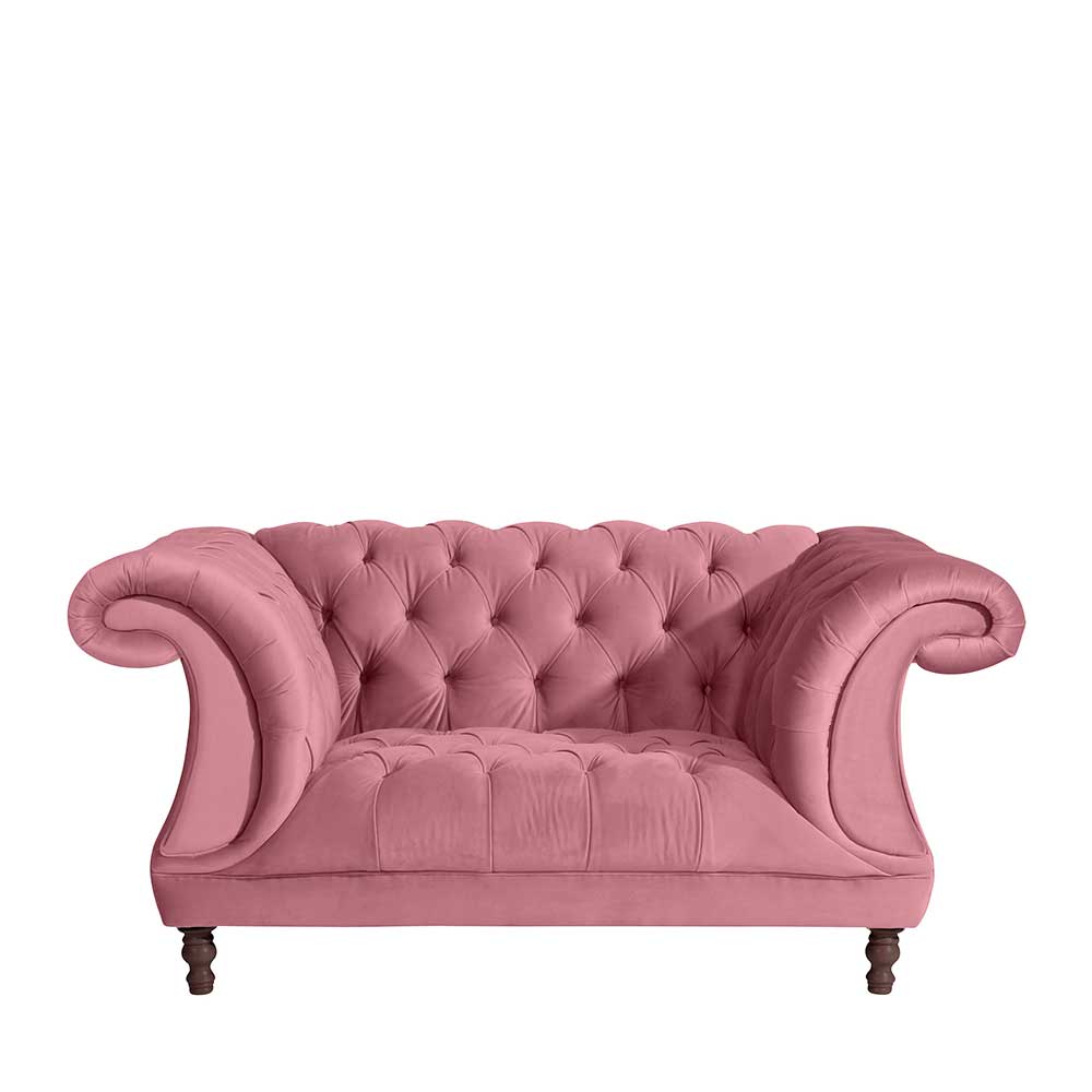 Barock Style Big Sessel in Rosa Samtvelours - Clewono