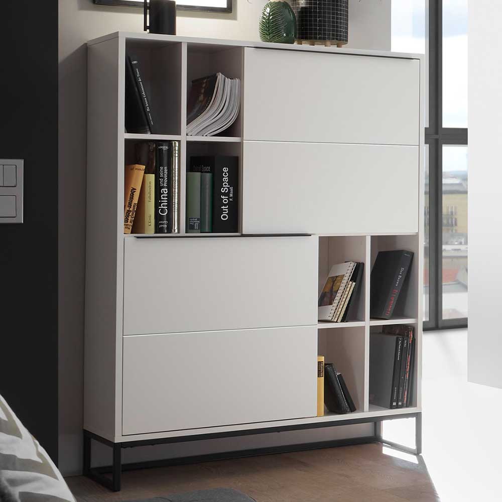 Weißes Highboard mit 8 Fächern & 2 Türen - Enkraja