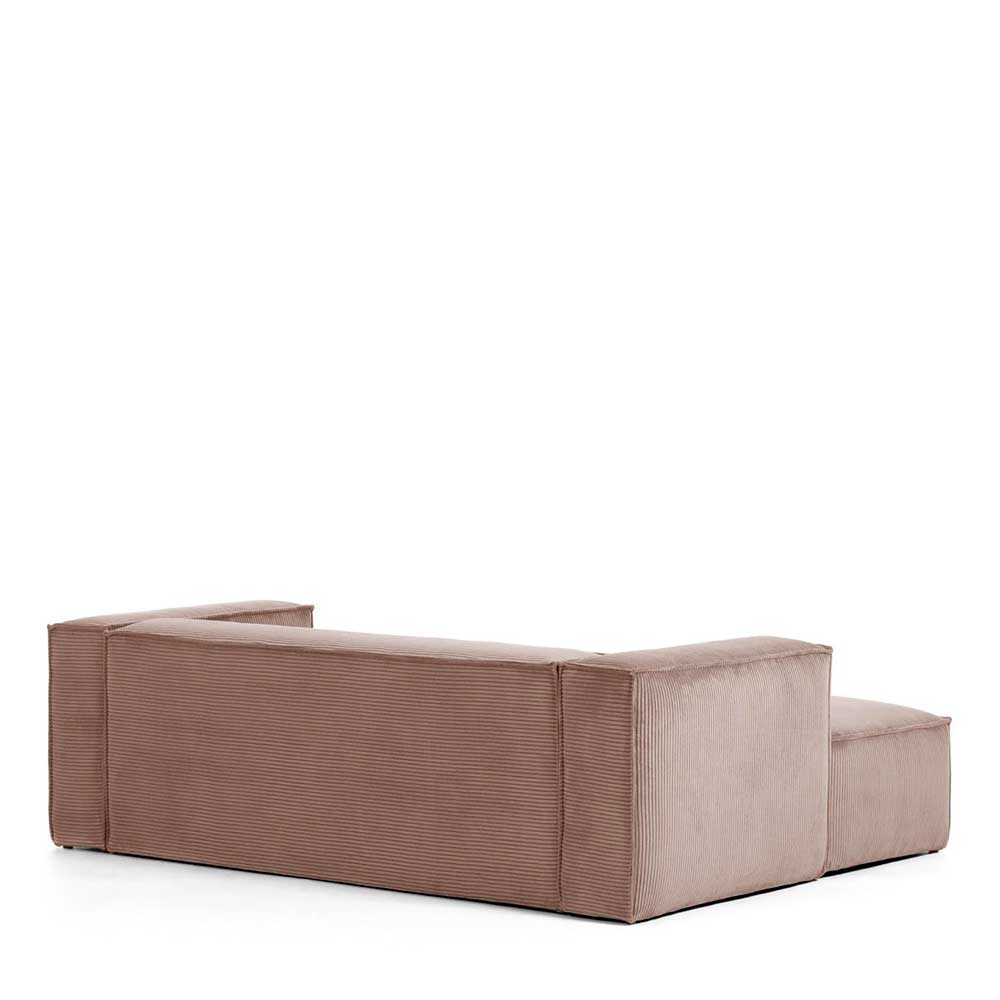 Design Ecksofa aus Cord in Altrosa - Loppa