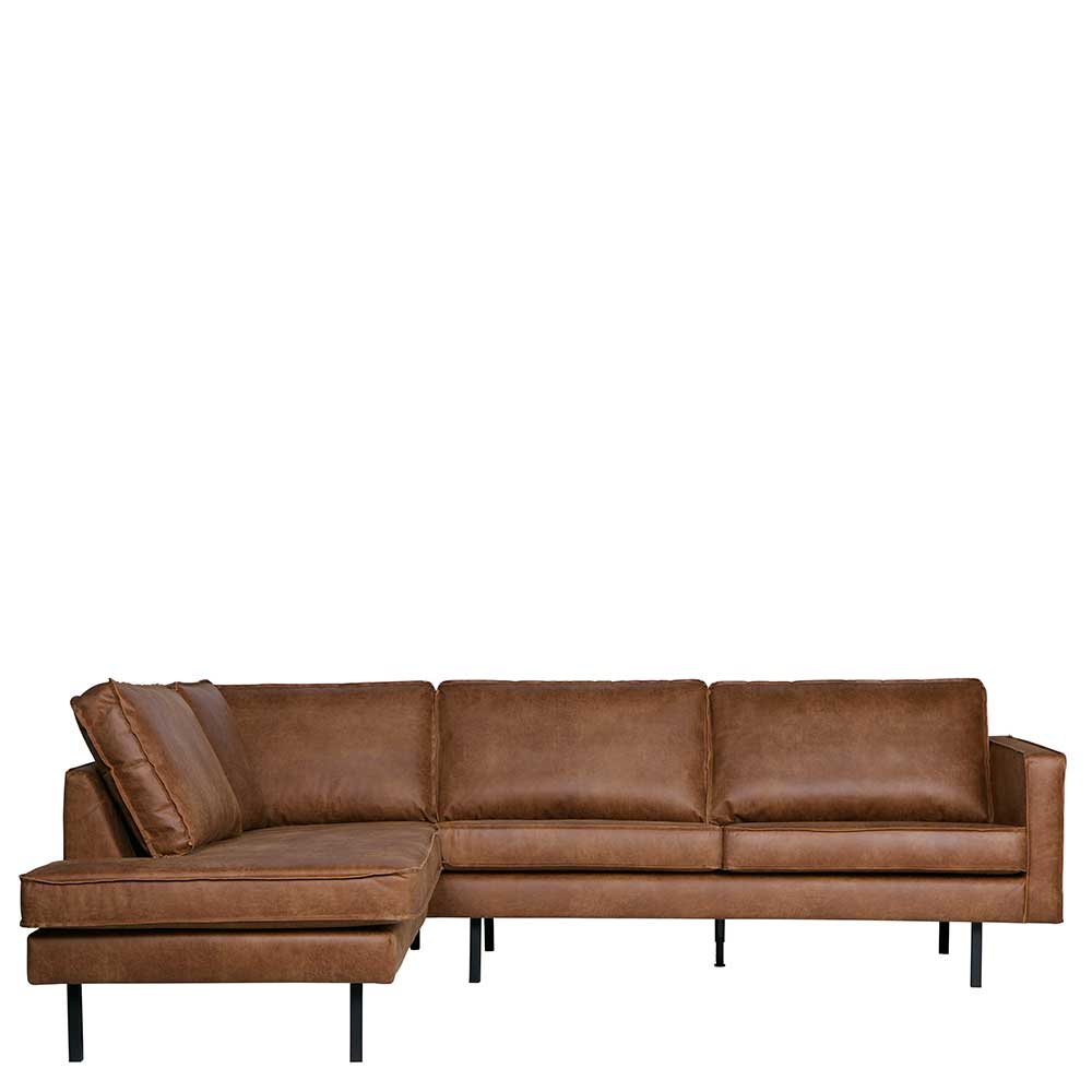 266x85x213 Recyclingleder Ecksofa in Cognac Braun - Huropa