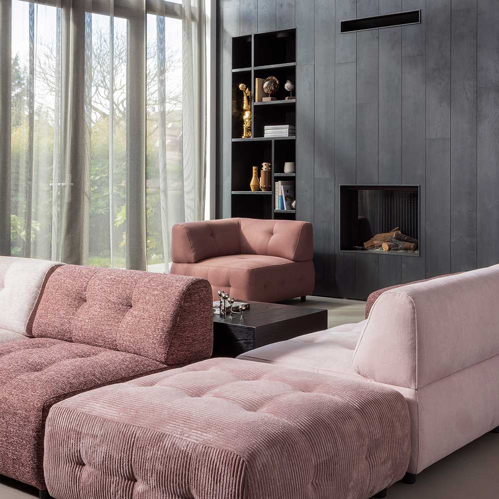 Couch Polsterhocker in Mauve Cord - Samorah