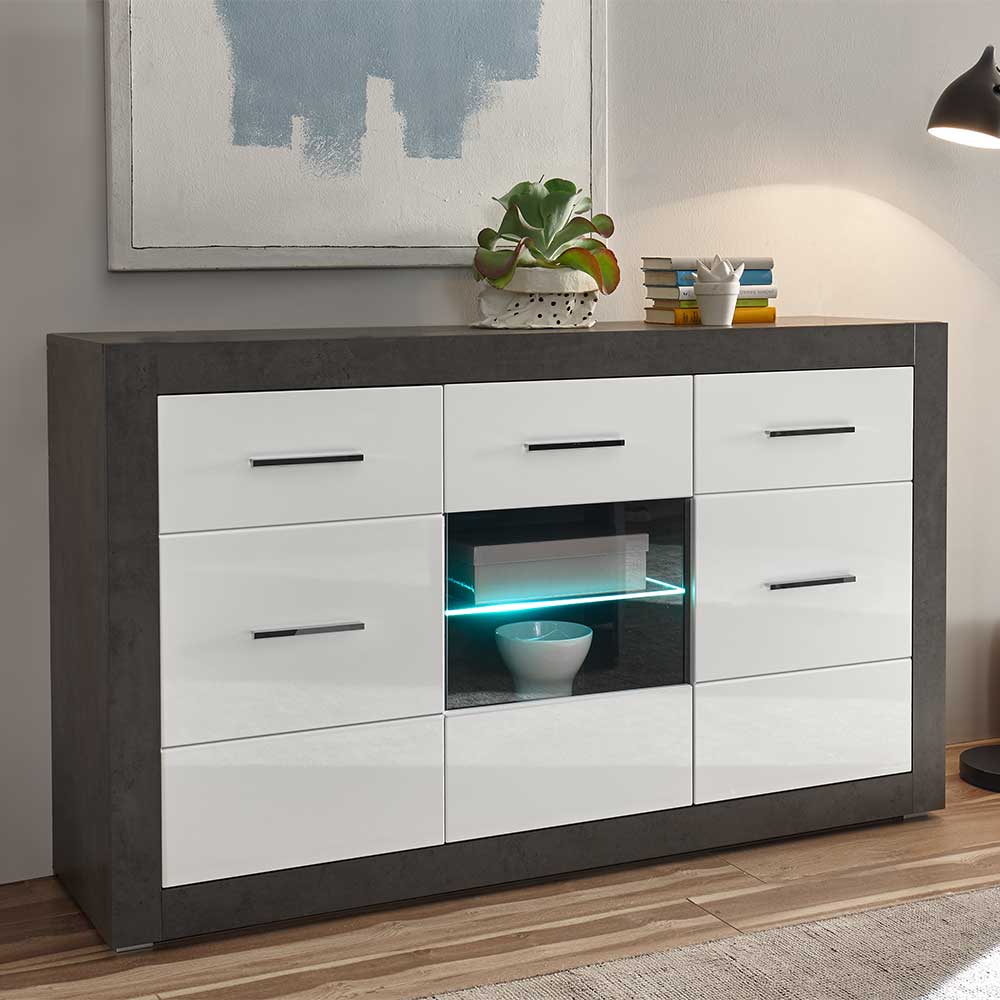 Zweifarbiges Design-Sideboard 97cm hoch - Istensa